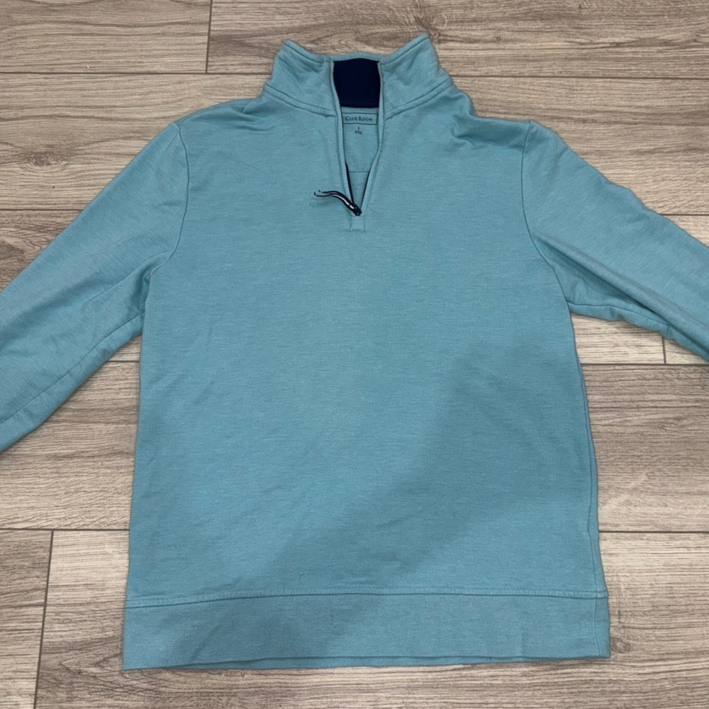 CLUB ROOM Teal Quarter-Zip Pullover